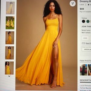 Lulus Dreamy Romance backless Maxi Dress